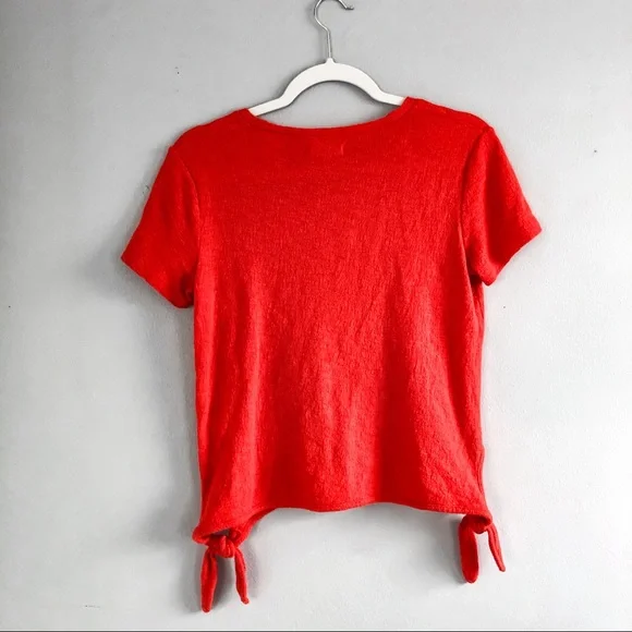 Madewell red side tie short sleeve shirt size extra small - Picture 4 of 6